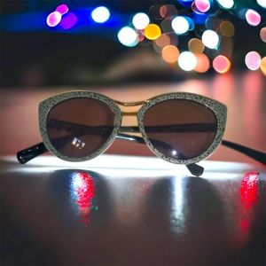 BALENCIAGA Sunglasses Slate Green Stone effect w/gold trimming. EUC